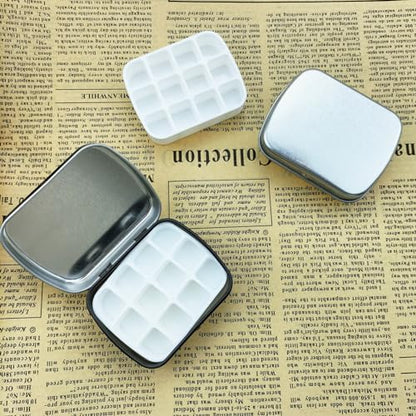 2 Pack 12 Wells Empty Watercolor Palette, Mini Metal Tin Palette with Lid, Portable Travel Paint Container for Artists & Outdoor Painting