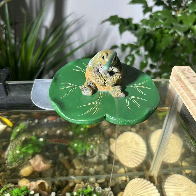 Resin Turtle Aquarium Decoration – Lily Pad Fish Tank Ornament for Betta, Shrimp, Nano Tank and Aquatic Landscape Display