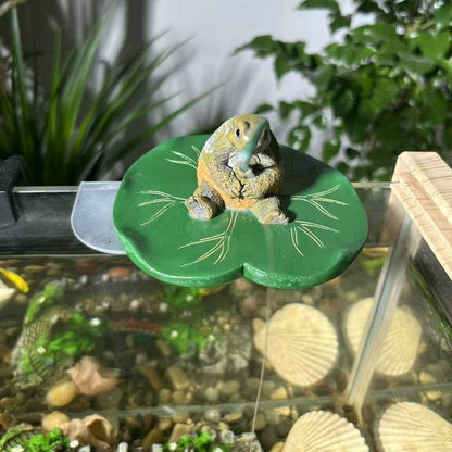 Resin Turtle Aquarium Decoration – Lily Pad Fish Tank Ornament for Betta, Shrimp, Nano Tank and Aquatic Landscape Display