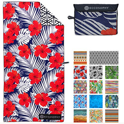 Microfiber Beach Towel - Quick Dry, Sand Free and Oversized 71x35 | Super absorbent, lightweight, swimming, gym, extra large, pool, cruise, camping, yoga, travel, compact, carry bag, vacation - color: Fiji