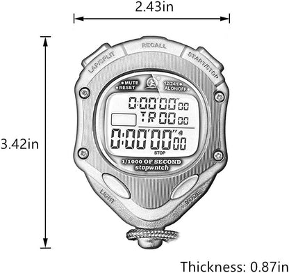 Stopwatch Timer, Digital Stop Watch with 0.01second & 0.001second Timing, Metal 10/100/400 Laps Memory, Rolilink Large dispaly Alarm Clock for Coach Sports Running Marathon - color: 100 Lap-backlight-black