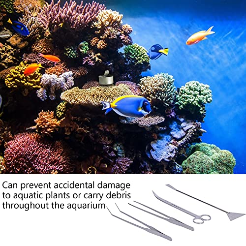 4 in 1 Aquarium Tool Set, Curved Tweezers, Scissors, Aquatic Spatula, Aluminum Alloy, Non Damaging, Ideal for Aquascaping, Plant Care, Fishkeepers