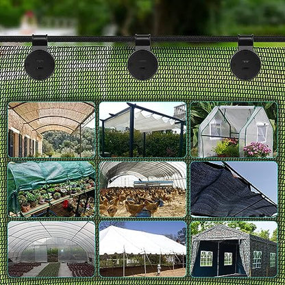 50PCS Shade Cloth Plastic Clips Heavy Duty Lock Grips with Rope, Round Plastic Black Clips Sunshade Net Fixing Clip, Shade Fabric Clips for Bird Netting, Garden Netting (50PCS+Nylon Rope) - style: 50PCS + Nylon Rope