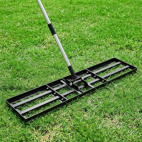 Lawn Leveling Rake, 45"x10" Stainless Steel Lawn Leveler with 76" Adjustable Handle, Heavy-Duty Yard Leveling Rake for Garden, Golf Course, Farm, Pasture, Professional Lawn Care Tool - style: 45"x10" Leveling Rake