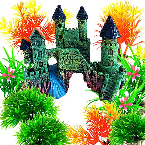 Fish Tank Decorations, Castle Aquarium Decorations, Fish Tank Castle, Vintage Castle Cave Hideouts Large for Aquarium Decorations, Fish Tank Accessories for Betta Fish