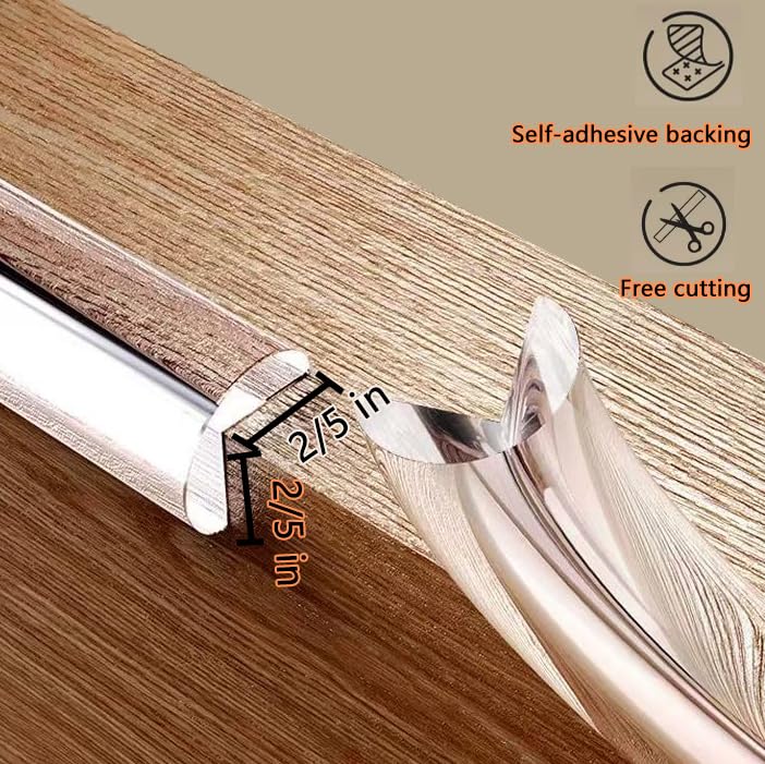 6 FT- Edge Protector 100% Silicone, Proofing Corners Clear Guards, Pre-Tape Adhesive Soft for Safety, Table Cabinets Furniture Bumper (2/5x2/5 in)