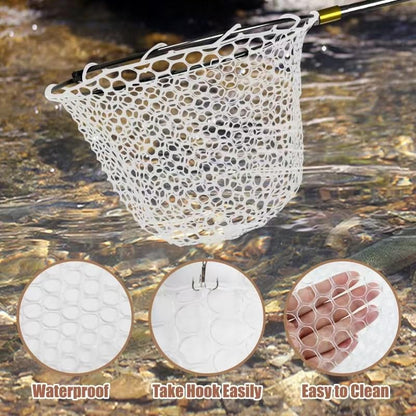 Fishing Landing Net Trout Net Replacement Netting with Rubber Mesh for Fish Fly and Fishing Landing