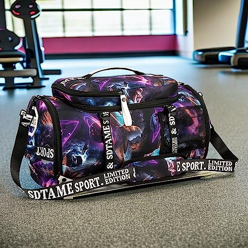 Gym Duffle Bag Backpack,4‑Way Waterproof with Shoe Compartment Travel Laptop - color: Metallic