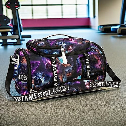 Gym Duffle Bag Backpack,4‑Way Waterproof with Shoe Compartment Travel Laptop - color: Metallic