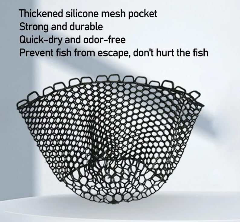 Pack of 1 Silicone Fishing Net Head Durable Fly Fishing Replacement Mesh Net Depth Mesh Landing Net Fishing Accessory Tool