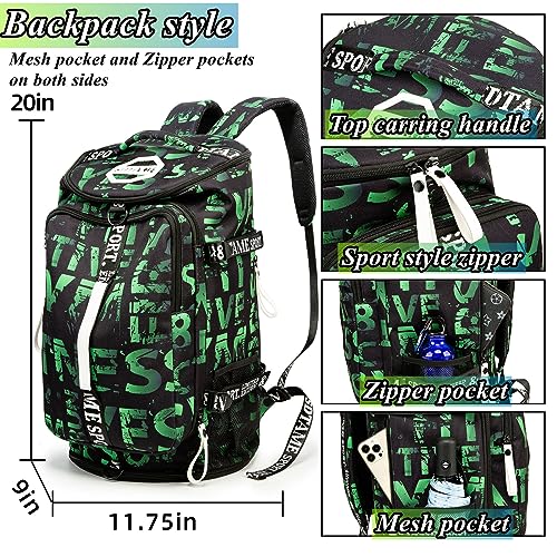 SDTAME Gym Duffel Backpack with Shoe Pocket & Laptop Sleeve - color: Green