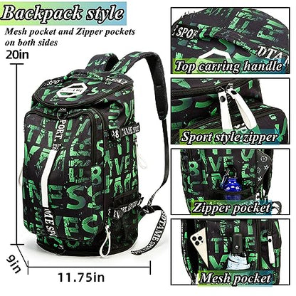 SDTAME Gym Duffel Backpack with Shoe Pocket & Laptop Sleeve - color: Green