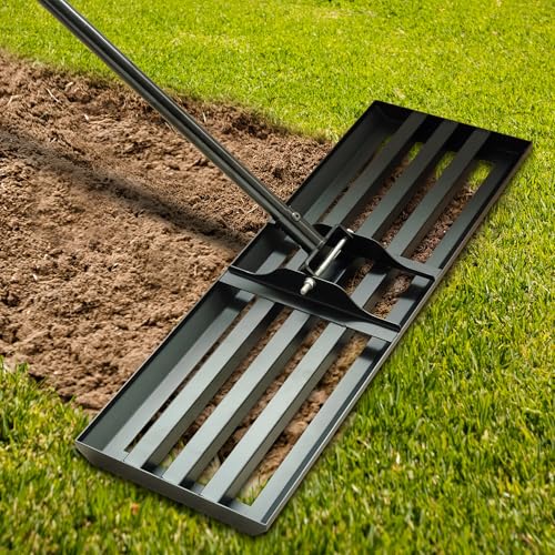 Lawn Leveling Rake 30''x10'' , Lawn Leveler Tool with 78'' Stainless Steel Handle Rakes, for Backyard, Garden, Golf Course, Farm, Pasture, Lawns Heavy Duty Landscape Rake