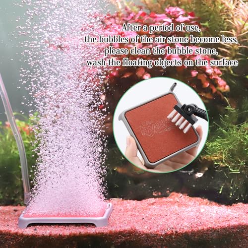 hygger Aquarium Air Stone, 3.23 Inch Nano Air Stone Make Super Tiny Bubble, Ultra Quiet Dissolved Oxygen Diffuser Small Airstone with Stainless Steel Base for Aquarium, Fish Tank & Hydroponic, Square