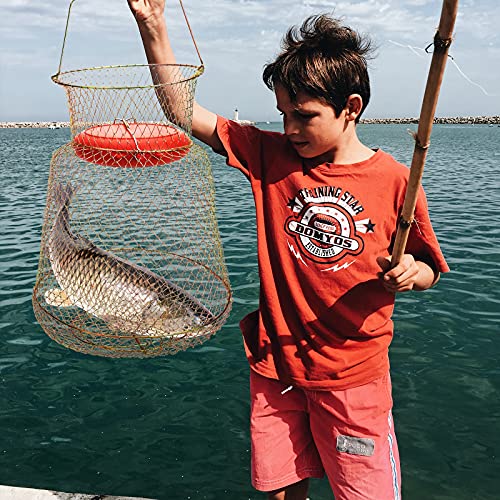 Floatable Galvanized Steel Wire Fish Basket, Collapsible Floatable Wire Fishing Basket, Portable Floating Fishing Net Baskets, Robust and Easy to Use