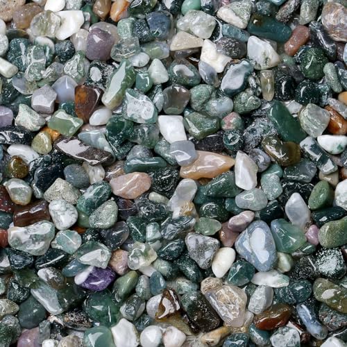 LAIDANLA Aquatic Agate 1lb Crystal Polished Tumbled Stones Irregular Shaped Crystal Chips Bulk Natural Gemstone Aquarium Gravel Rocks Vase Filler Fish Tank Gravel Home Decoration - color: Aquatic Agate, size: 1 Pound-（0.28"-0.35"）