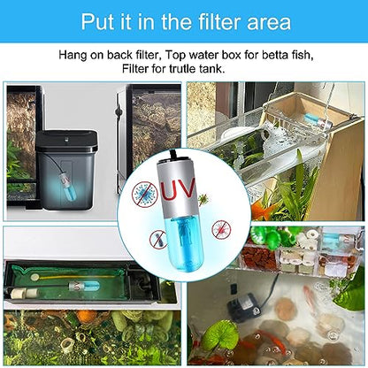 TAISHAN 3W Mini Aquarium Algae Removal Light With Timer, Waterproof Green Clear Light for Fish Tank, Pond, Swimming Pool - size: 3 W mini - 3 inch