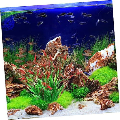 Alipis 2pcs Artificial Aquarium Grass Plants Fish Tank Decorations Flat Bottom and Weighted Base Lifelike Underwater Plant Arrangement