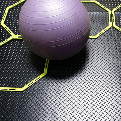 Rubber-Cal Diamond-Plate Rubber Flooring Roll - 3 mm x 4 ft x 9 ft Roll - Black - size: 108"L x 48"W x 0.1"Th