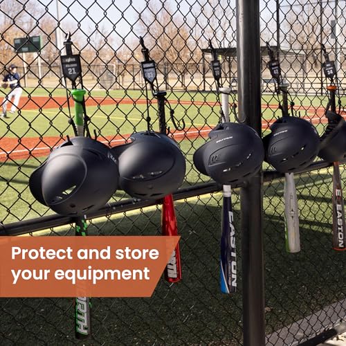 BatBob Team 12 Pack - Dugout Organizer & Single Bat Rack - Bat Holder for Dugout Fence - Baseball Softball Dugout Organizer - Holds Bat, Helmet, Glove & Face Mask - Baseball Bat Holder - Made in USA - color: 12 Pack - Black