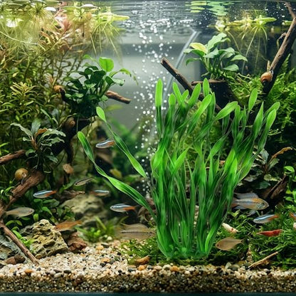 2 Pack 14.2 Inch Seaweed Purple Plastic Artificial Aquarium Plants with Ceramic Base for Indoor Aquarium - color: Purple