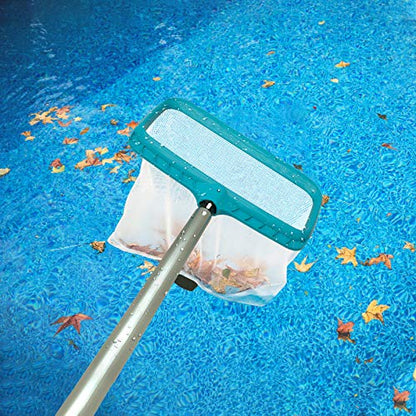 Professional Pool Skimmer Net, Heavy Duty Swimming Leaf Rake Cleaning Tool with Deep Fine Nylon Mesh Net Bag - Fast Cleaning,Easy Scoop Edge,Debris Pickup Removal (No Pole)