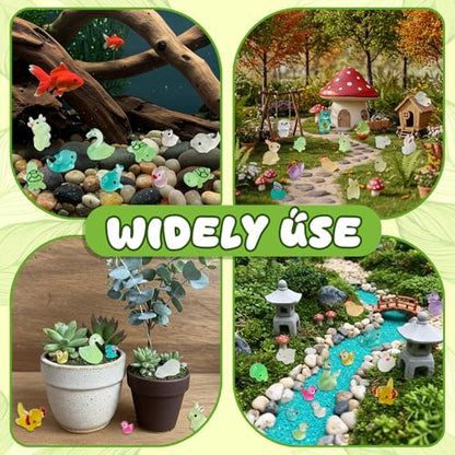 OurWarm 150 pcs Mini Resin Animals Glow in The Dark, Miniature Figurines Tiny Sea Turtle Animal to Hide, Small Animals Figures for Fairy Garden Micro Landscaping Dollhouse Accessories Aquarium Decor