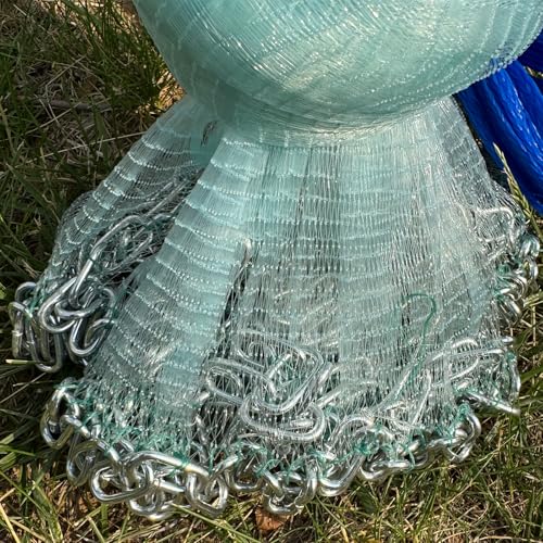 Easy Throw Cast Net for Fishing with Chain Bottom - 4ft to 12ft Radius, 2/7 Inch Mesh Size - Casting Net for All Anglers, Cast Nets for Fishing, Ideal for Saltwater and Freshwater