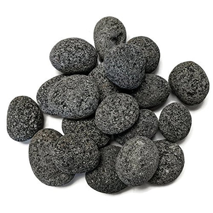 Midwest Hearth Natural Tumbled Lava Stones for Gas Fire Pit and Fireplace | Medium (1"–2") | Smooth Round Volcanic Rock | 10 Lbs - size: Medium (1" - 2")