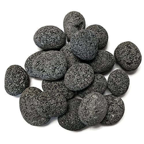 Midwest Hearth Natural Tumbled Lava Stones for Gas Fire Pit and Fireplace | Medium (1"–2") | Smooth Round Volcanic Rock | 10 Lbs - size: Medium (1" - 2")