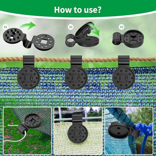 Shade Cloth Clips 100PCS, Heavy Duty Lock Grip Sun Shade Net Clamps, Durable Plastic Awning Clips for Outdoor Gardening Windproof Awning Clamp & Sun Shade Net - color: Black-100pcs