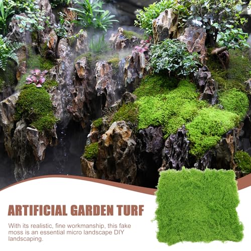 BESPORTBLE Artificial Moss Mat - Realistic Light Green Fake Grass Turf for Outdoor Landscaping, Window Display, Miniature Fairy Gardens, Easy to Install & Maintain