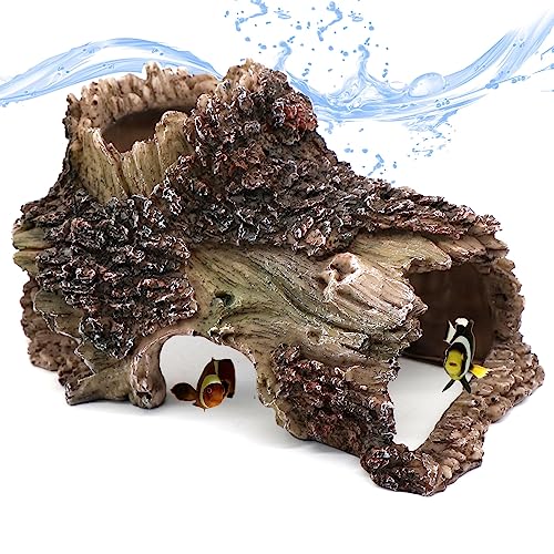 Tree Trunk Cave Aquarium Decoration Reptile Cave Climb Hideout Hideaway, Betta Log Resin Wood House Fish Tank Decorations for Betta Fish, Shrimp, Lizards, Leopard Gecko - style: Type-C