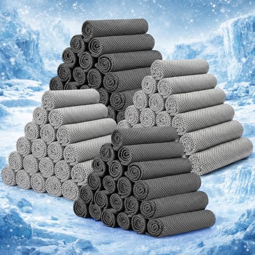 Redbaker 90 Pcs Cooling Towels Bulk for Neck Face 40"x12",Grey - color: Grey