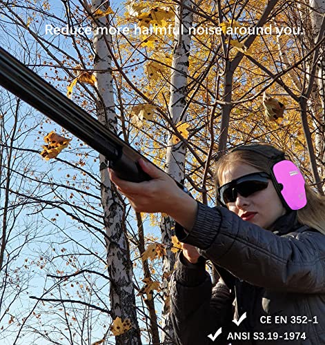 PROHEAR 016 Shooting Ear Protection Earmuffs 2 Pack, NRR 26dB for Gun Range, Hunting -Black and Pink - color: Black+pink