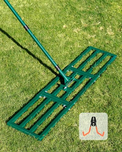 Lawn Leveling Rake 45"x10", Yard Leveling Rake with Wall-Mount Hook, Heavy-Duty Ground Leveler for Soil, Sand, Topsoil, Compost & Fertilizer - style: 45"x10"