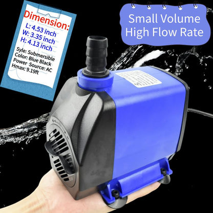 Conquerall CHA-2800 800GPH 3100L/H AC 110V Submersible Pump 55W Adjustable High-Flow Water Pump for Aquariums, Hydroponic Systems, Waterfalls, Ponds, Soilless Plants and Pet Fountains - size: 800GPH-55W