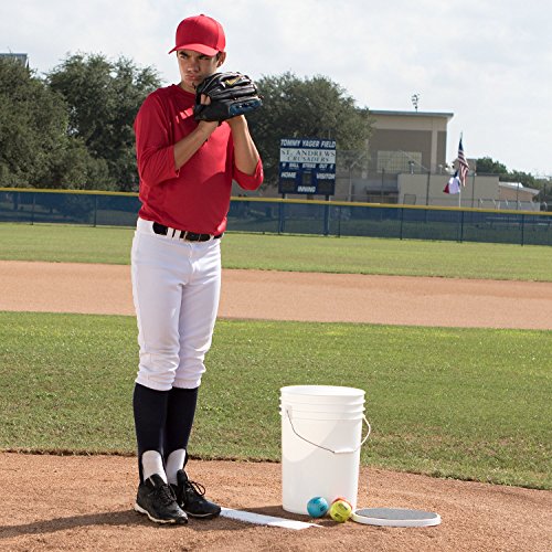 Champion Sports 6 Gallon Bucket with Padded Soft Seat Lid - Durable Construction - Balls Not Included - Ideal for Baseball, Softball, T-Ball, Practice Balls, and Lacrosse – White - color: White