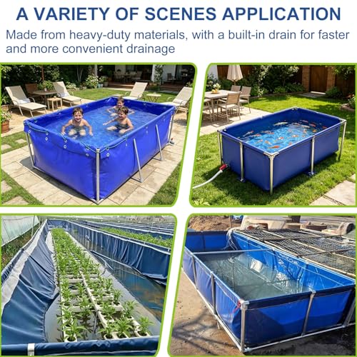 Water Storage Bag, Large Aquaculture Fish Pond, Above-Ground Canvas Fish Pond Reservoir 3×3×0.8m 3×3×1.2 m, for Fish & Shrimp Farming, Portable Swimming Pool(3x3x0.8m)