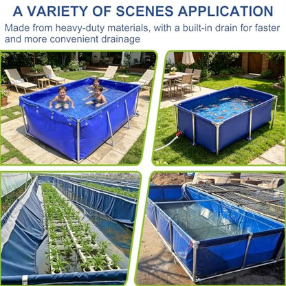 Water Storage Bag, Large Aquaculture Fish Pond, Above-Ground Canvas Fish Pond Reservoir 3×3×0.8m 3×3×1.2 m, for Fish & Shrimp Farming, Portable Swimming Pool(3x3x0.8m)