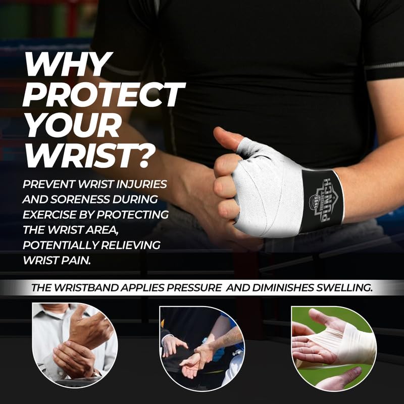 ProShield Boxing Wraps| 180-Inch Bandages| Boxing Hand Wraps Protection for Muay Thai MMA and Kickboxing - color: White, size: 118"
