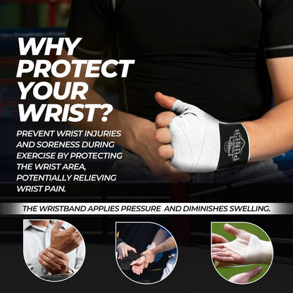 ProShield Boxing Wraps| 180-Inch Bandages| Boxing Hand Wraps Protection for Muay Thai MMA and Kickboxing - color: White, size: 118"