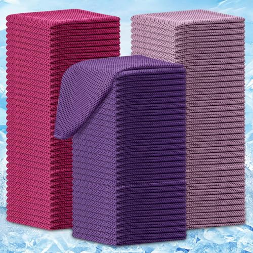 BBTO 100 Pack Cooling Towel Bulk - color: Purple Pink Rose, size: 40 x 12 Inch