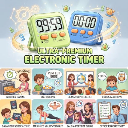 Antonki 2 Pack Digital Timer for Kids Classroom Kitchen Timers for Cooking - color: 2 * Green+ Sky Blue ( 95%+select for Kids )