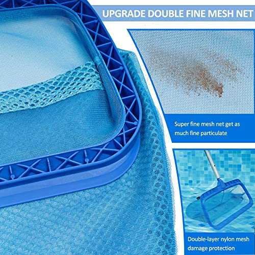 Swimming Pool Skimmer Net, Fine Mesh Pool Leaf Rake Net with Double-Layer Deep Bag, Reinforced Frame - Swimming Pool Nets for Cleaning Finest Debris - size: Plastic Double Layer Pool Rake