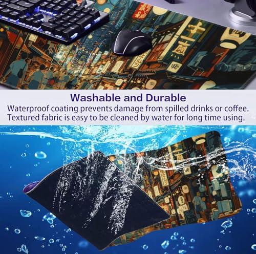 Cute Japanese Street Keyboard Desk Mat, Tokyo Night View Computer Mouse Mat | The Surface Of The Mouse Pad Is Designed With Fiber Woven Material, And The Base Is Made Of Natural Anti Slip Rubber. - color: Tokyo Street