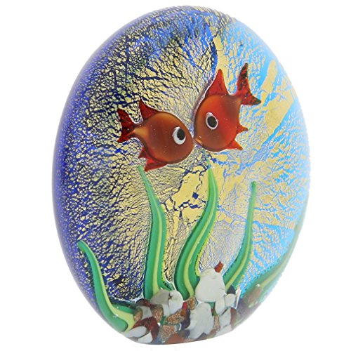 Glass Of Venice Murano Glass Aquarium With Goldfish and Sun