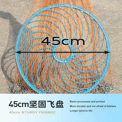 KAFELE Large Frisbee-Style Tire Line Casting Net, Bottom Anti-Hanging Chain, Suitable for Beginners, Easy to Use