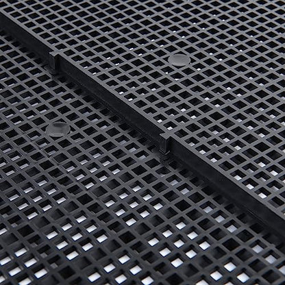 Plastic Grid Divider Tray Egg Crate Louvre Aquarium Fish Tank Bottom Isolation with Bracket (4pcs Black)