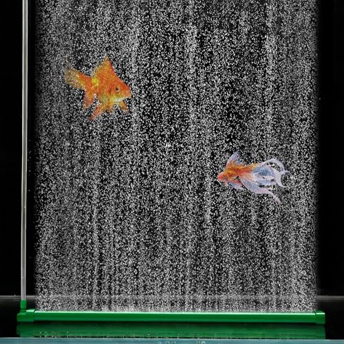 Aquarium Air Bubble Bar, 14.1 Inch Double Row Fine Micro Air Bubble Curtain Wall, Self-Sinking Design High Dissolved Oxygen Diffuser Fish Tank Bubbler for Freshwater Saltwater Hydroponics - size: 14.1 Inch